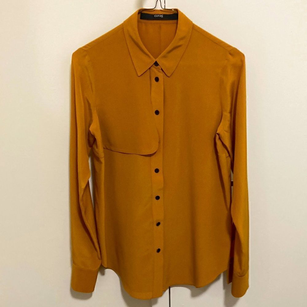 Cut 25 by Yigal Azrouel Silk Long Sleeve Women’s Blouse in Mustard. Size 0.